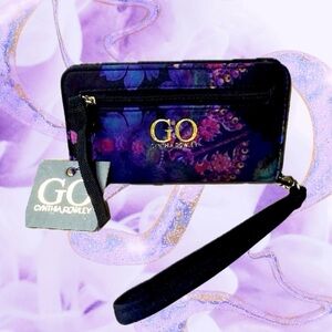 GO Cynthia Rowley Purple and Black Cosmic Clutch, Phone Case & Card Holder, NWT